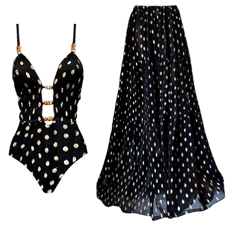 V neck Sexy High Grade One Piece Swimsuit Women Long Skirt Popular Two Piece Sets