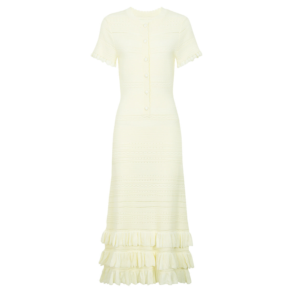 Summer Ladies Slim Fitting Slimming Fashionable Short Sleeve Stringy Selvedge Dress