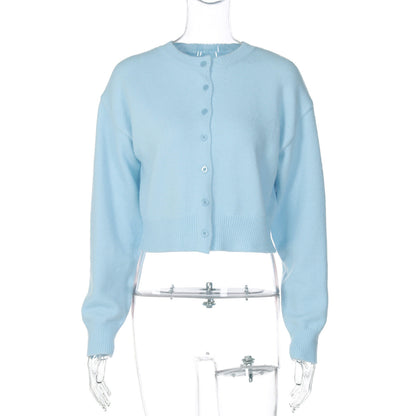 Best Seller in Women Clothing Autumn Winter Fashionable Loose All Match Short Long Sleeve Woolen Cardigan Top
