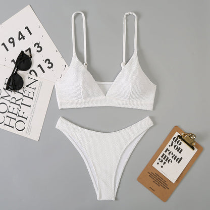 Swimsuit Women Split Three Point Solid Color Special Fabric Internet Celebrity Bikini