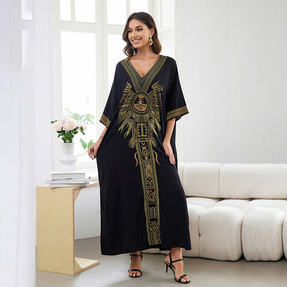 Embroidered Seaside Vacation Dress Sunscreen Beach Cover up Maxi Dress Women Bikini Cover up
