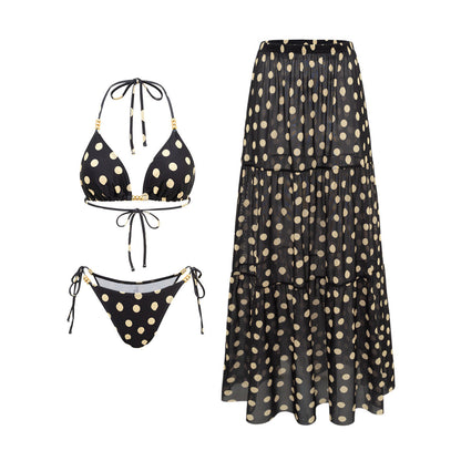 Black White Dot Sexy Swimsuit Slimming Suit Women Dress Beach Swimsuit Three Piece Set