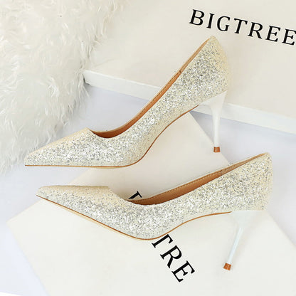 Sexy Nightclubs Thinner High Heels Women Shoes Stiletto Heel Sparkle Sequ Pumps