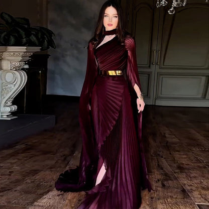 Summer Long Shawl Split Graceful Formal Dress Belt Dress