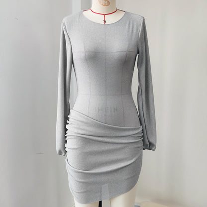 Solid Color Long Sleeve One Piece Outer Wear One Piece Blouse Beach Dress Seaside Vacation
