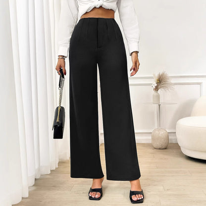 Trousers Office Stretch Work Pant Office Women Wide Legged Pants High Waist Straight
