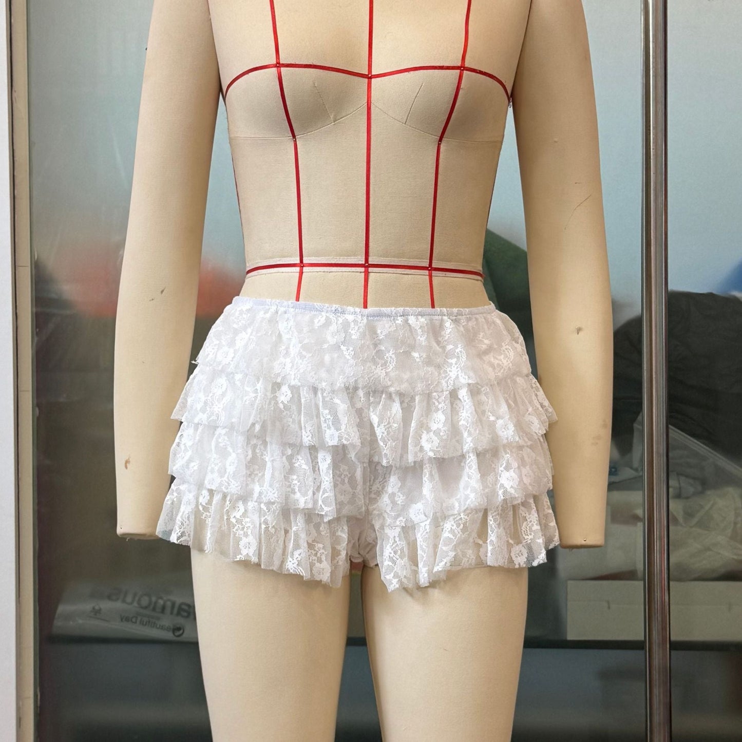 Sexy Lace Multi Layer Ruffles Lotus Leaf Cake Pants Culottes Shorts Skirts