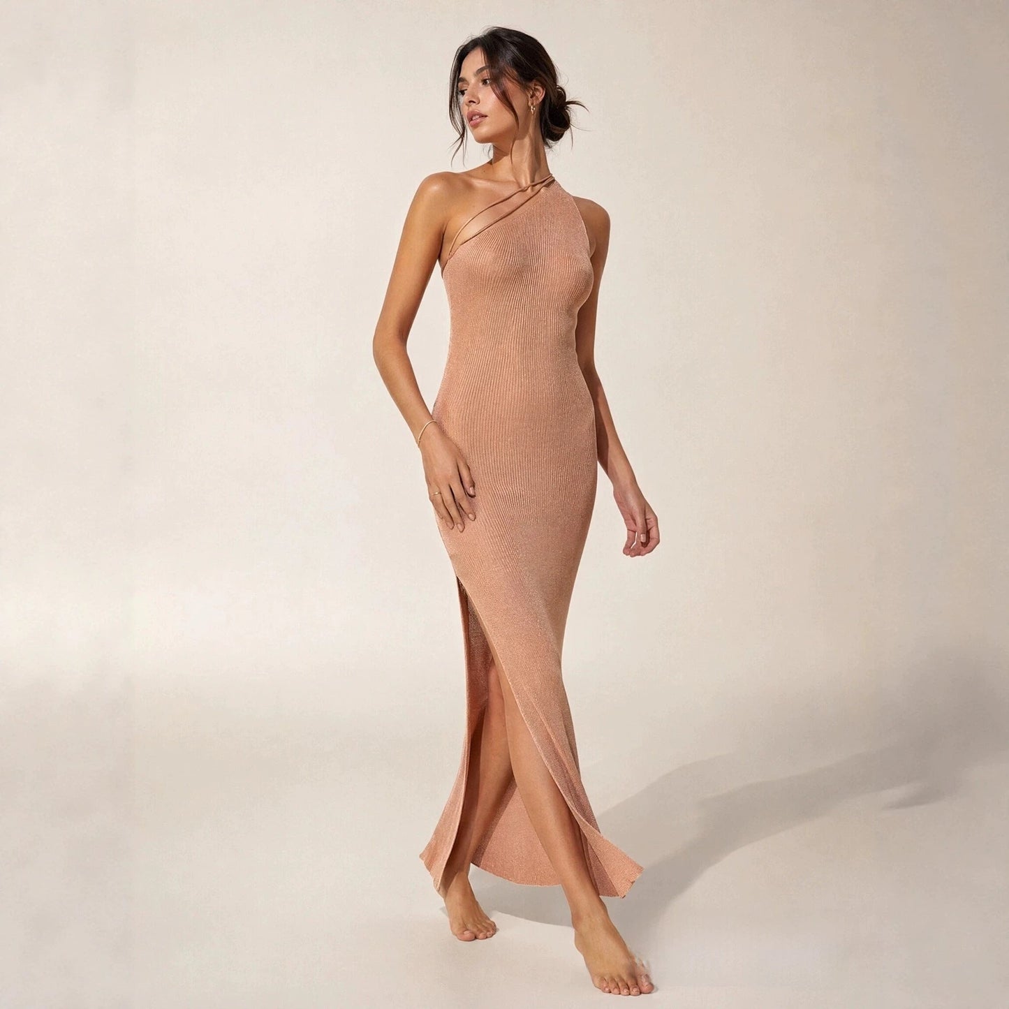 Summer Beach Dress Women Solid Color Sexy Knitted Beach Bikini Swimsuit Dress Blouse