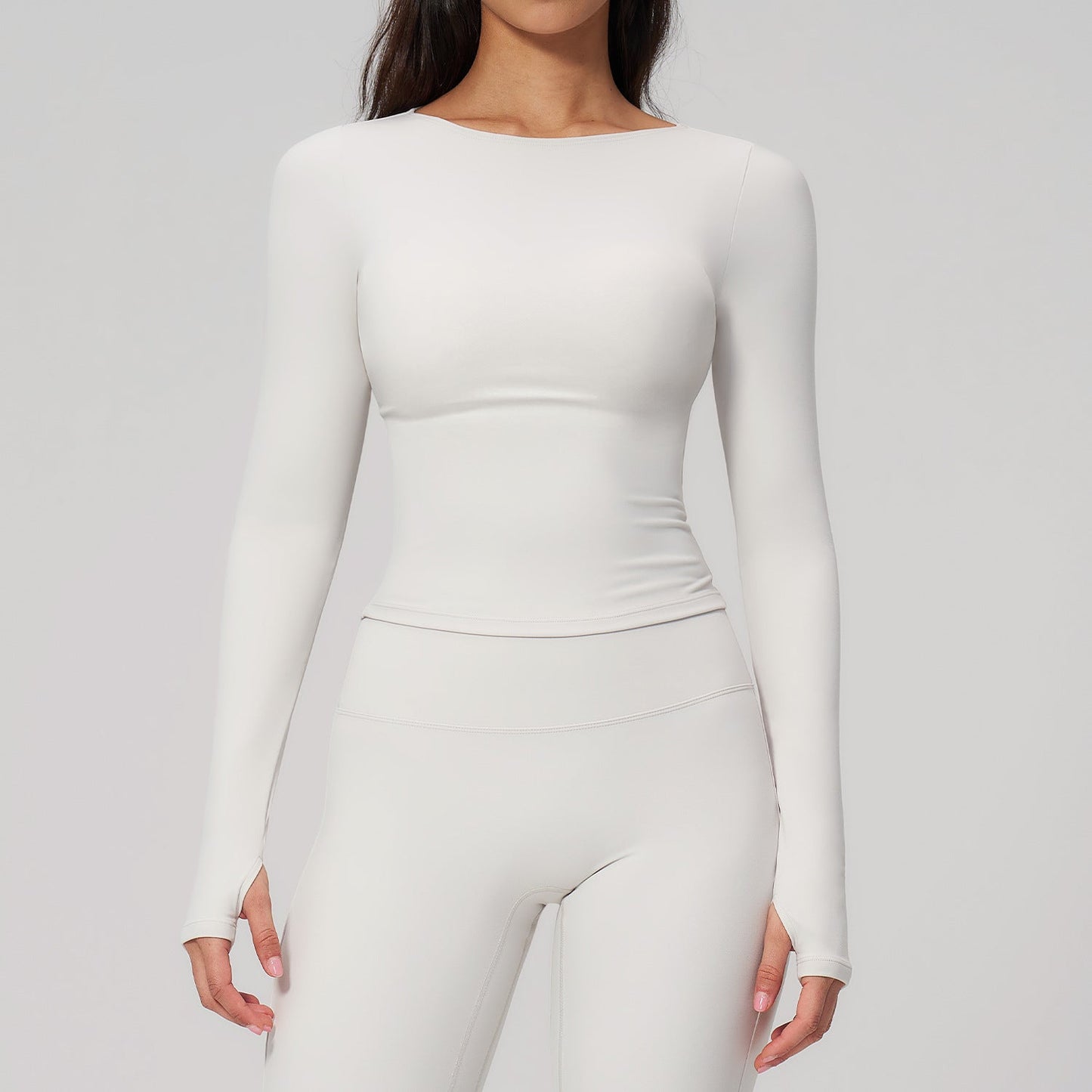 Summer Cream Brushed Yoga Clothes Long Sleeve Outdoor Sports Running Workout Long Sleeve Yoga Clothes Women