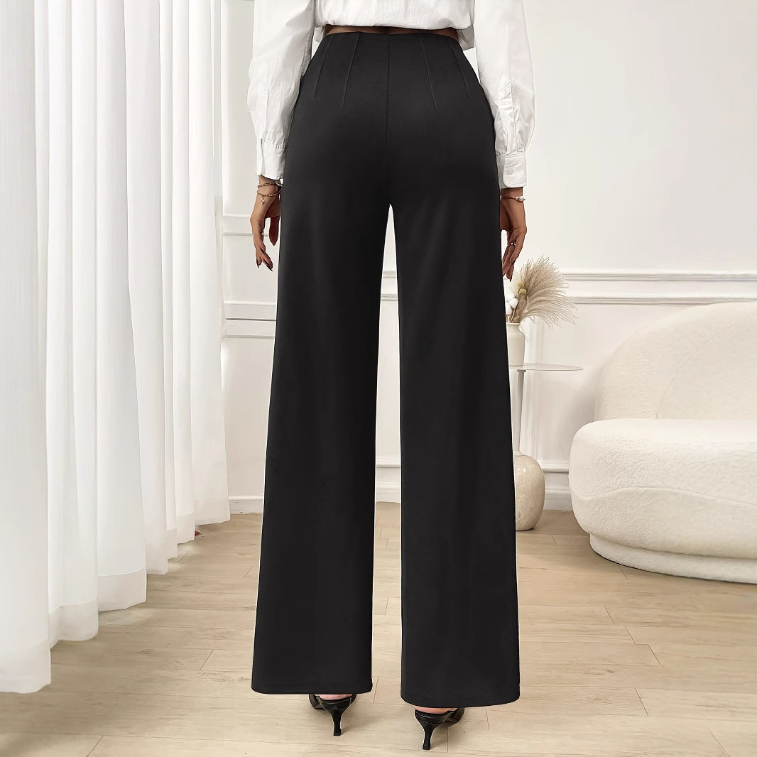 Trousers Office Stretch Work Pant Office Women Wide Legged Pants High Waist Straight