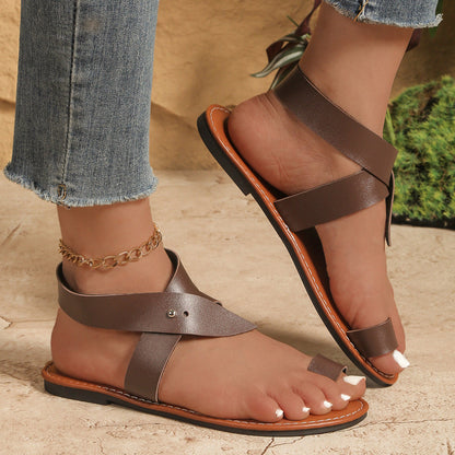 Toe Covering Belt Buckle Flat Sandals Women Arrival Multi Color European Size Beach Sandals