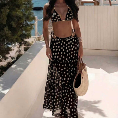 Black White Dot Sexy Swimsuit Slimming Suit Women Dress Beach Swimsuit Three Piece Set