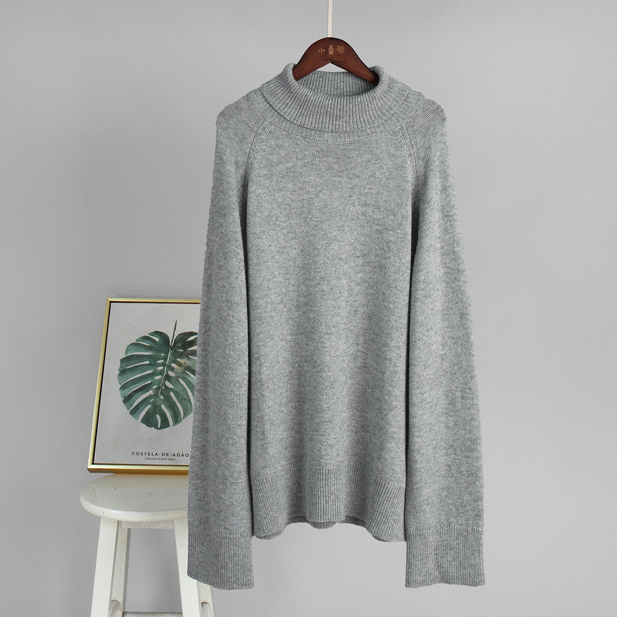Wool Turtleneck Sweater Autumn Winter Loose Pullover Sweater Thermal Knitting Sweater for Women