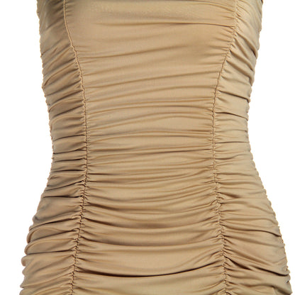 Spring Summer Women Clothing Sexy Tube Top Nightclub Ruffle Hip Dress