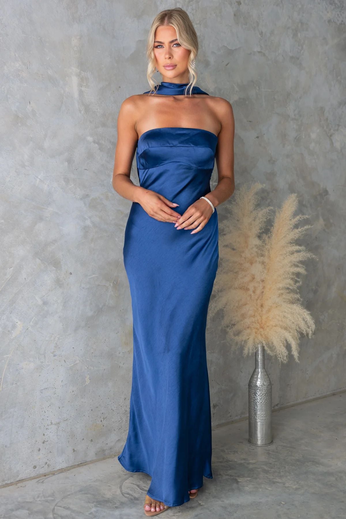 Summer Women Clothing Sexy Halter Satin Mercerized Maxi Dress