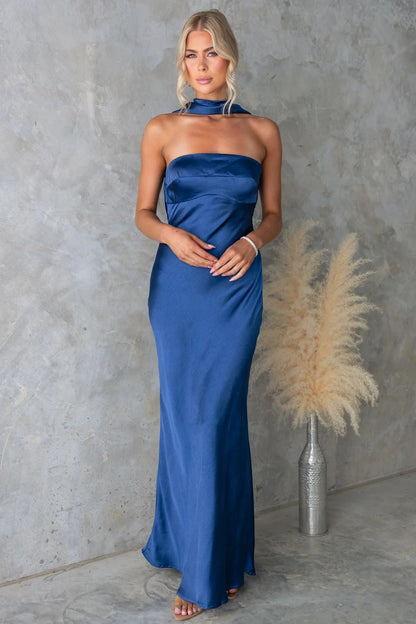 Summer Women Clothing Sexy Halter Satin Mercerized Maxi Dress