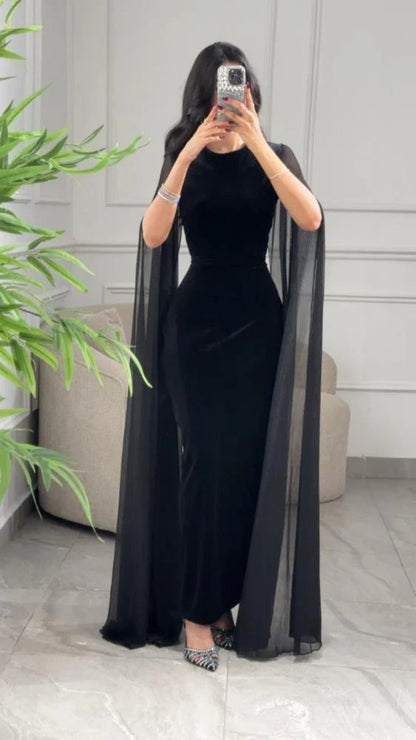 Autumn Winter Women Clothing Middle East Velvet Sheath Sleeve Dress