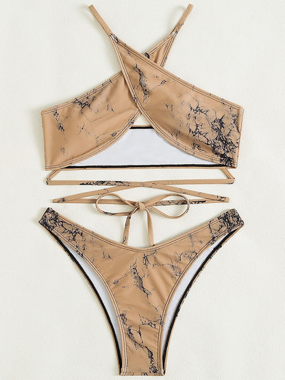 Swimwear Printed Bikini Lace-up Model Bikini Women Seperated Swimwear