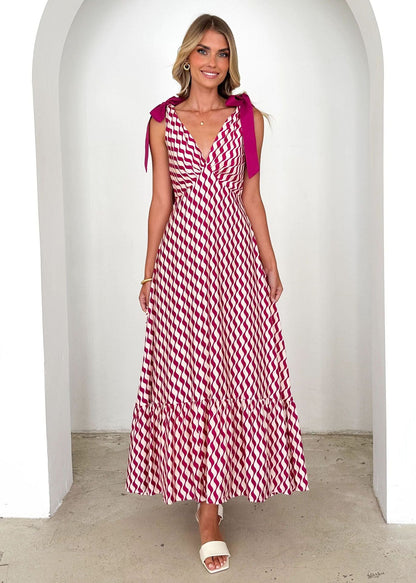 Summer Women Maxi Dress V neck Sleeveless Printed Dress
