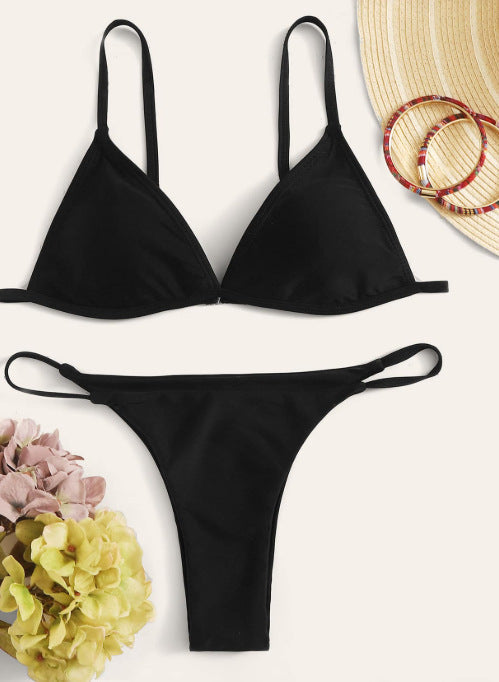 Summer Women Bikini Sexy Backless Beach Split Swimsuit Solid Color Women Swimsuit