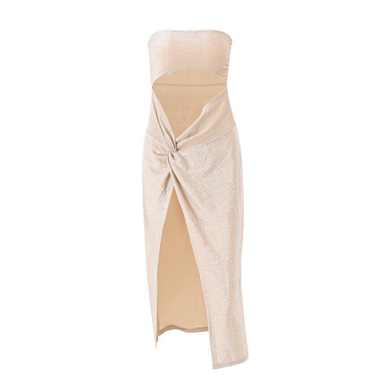 Summer Arrival Sexy High Split High Waist Slit Tube Top Dress