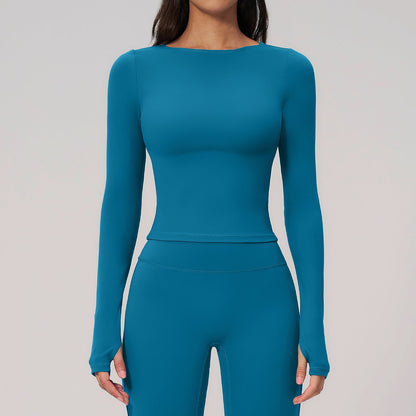 Summer Cream Brushed Yoga Clothes Long Sleeve Outdoor Sports Running Workout Long Sleeve Yoga Clothes Women