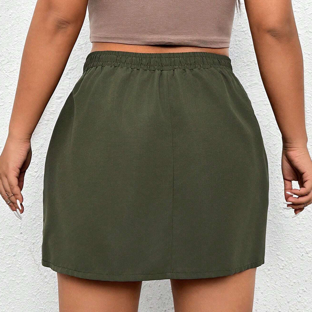 Plus Size Women Clothes Autumn Winter Street Elastic Waist A line Skirt
