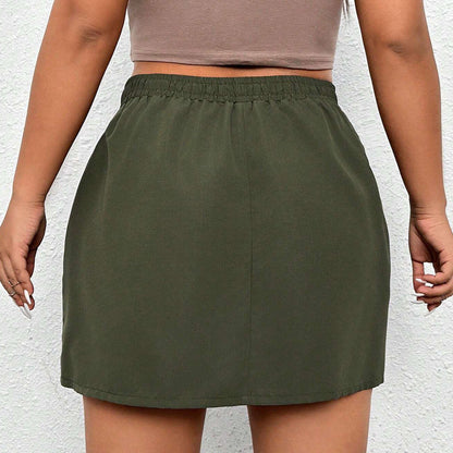 Plus Size Women Clothes Autumn Winter Street Elastic Waist A line Skirt