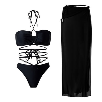 Bikini Two Piece Solid Color Sexy Swimsuit Women