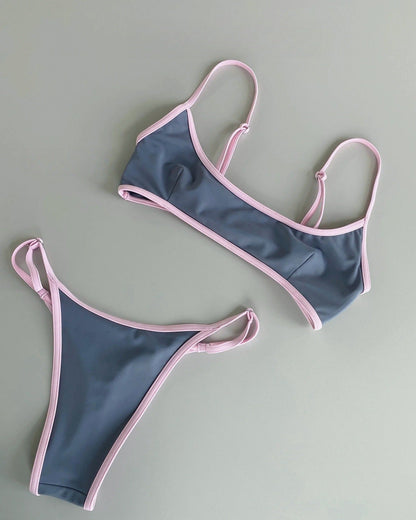 Popular Bikini Solid Color Sexy Split Multi Color Swimsuit Women