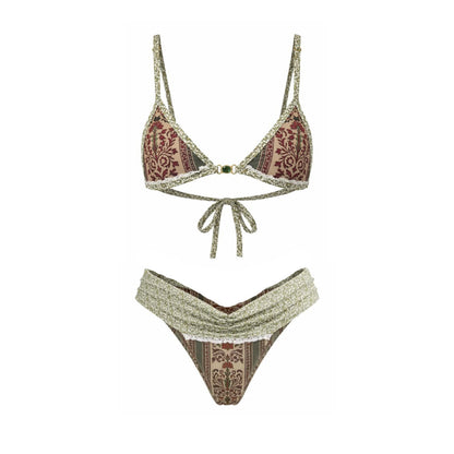 Lace up Lace Ruffled Three Point Bikini One Piece Skirt Outfit Sexy Bikini