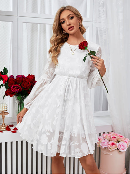 Women Spring Autumn Summer Elegant Floral Dress Long Sleeve Dress