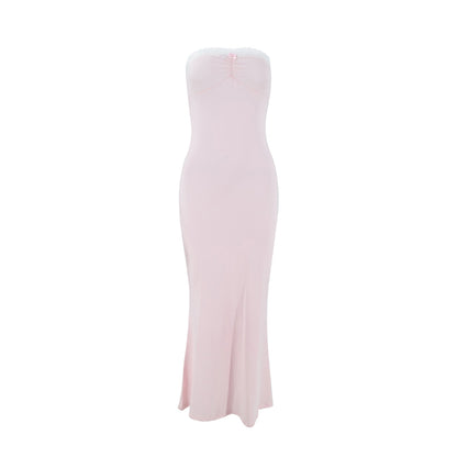 Women Clothing Summer Sexy Lace Stitching Wrapped Chest Dress