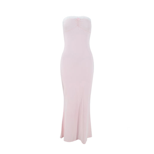 Women Clothing Summer Sexy Lace Stitching Wrapped Chest Dress