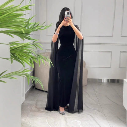 Autumn Winter Women Clothing Middle East Velvet Sheath Sleeve Dress