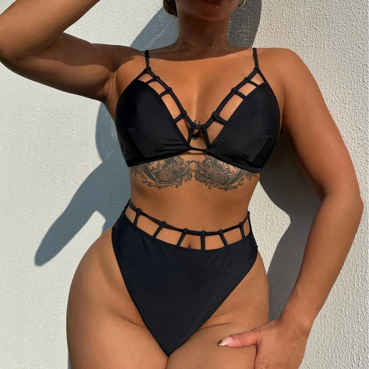 Bikini Pure Black Split Swimsuit Swimsuit