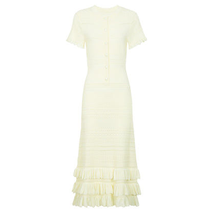 Summer Ladies Slim Fitting Slimming Fashionable Short Sleeve Stringy Selvedge Dress