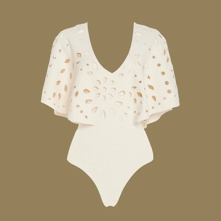 Cut out Ruffled Swimsuit Women Vacation Beach Two Piece Sets