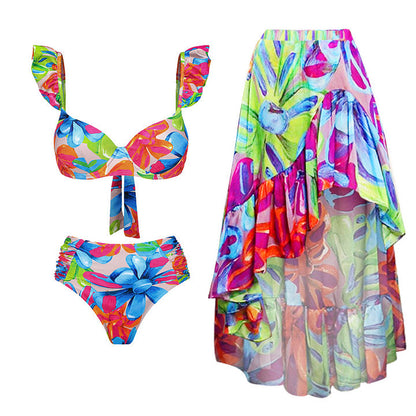 One Piece Swimsuit Women Beach Vacation Skirt Swimsuit