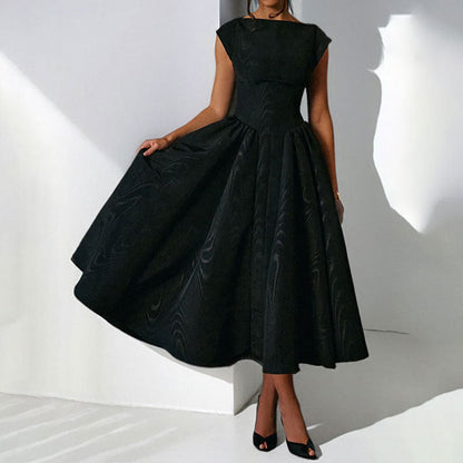Spring French Sexy Elegant Waist Slimming Sleeveless Back Hollow Out Cutout Dress