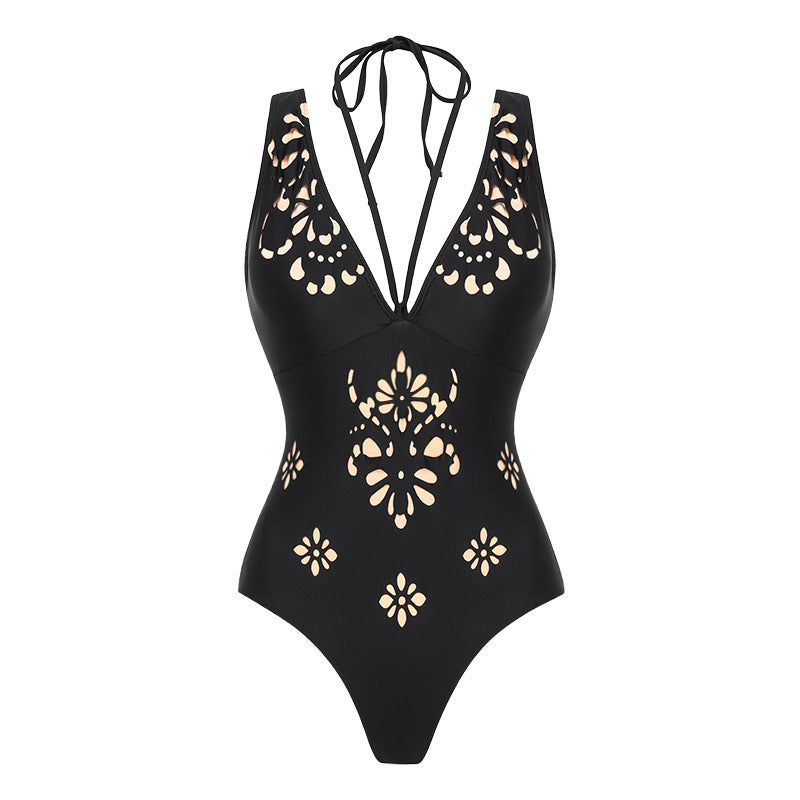 Swimsuit black laser Hollow Out Cutout high end swimsuit set women maxi dress one size fits all