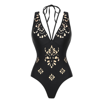 Swimsuit black laser Hollow Out Cutout high end swimsuit set women maxi dress one size fits all