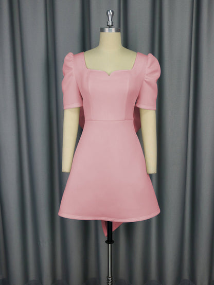 Summer Elegance Square Collar Dress Party Cocktail Bow Backless Graduation Dress