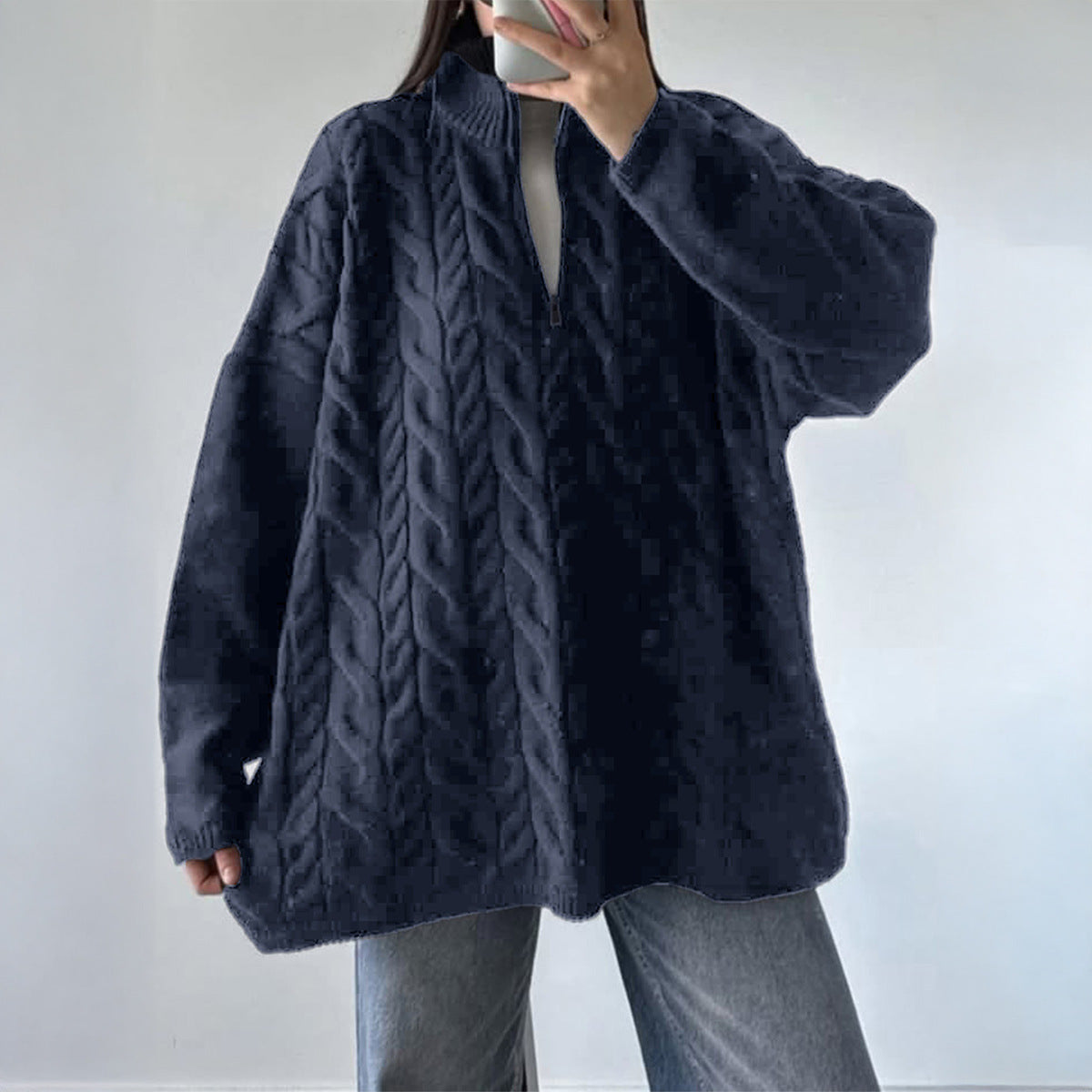Casual Vacation Wool Solid Color Long Sleeve Sweaters Women Clothing Autumn Winter