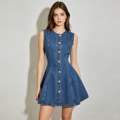 Sleeveless Jeans Cardigan Dress
