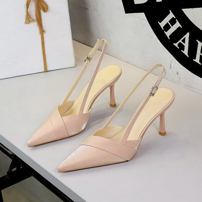 French Satin Ribbon Pointed Toe Ankle Strap Buckle Sexy Party Women Shoes Stiletto High Heel Shoes Women Shoes