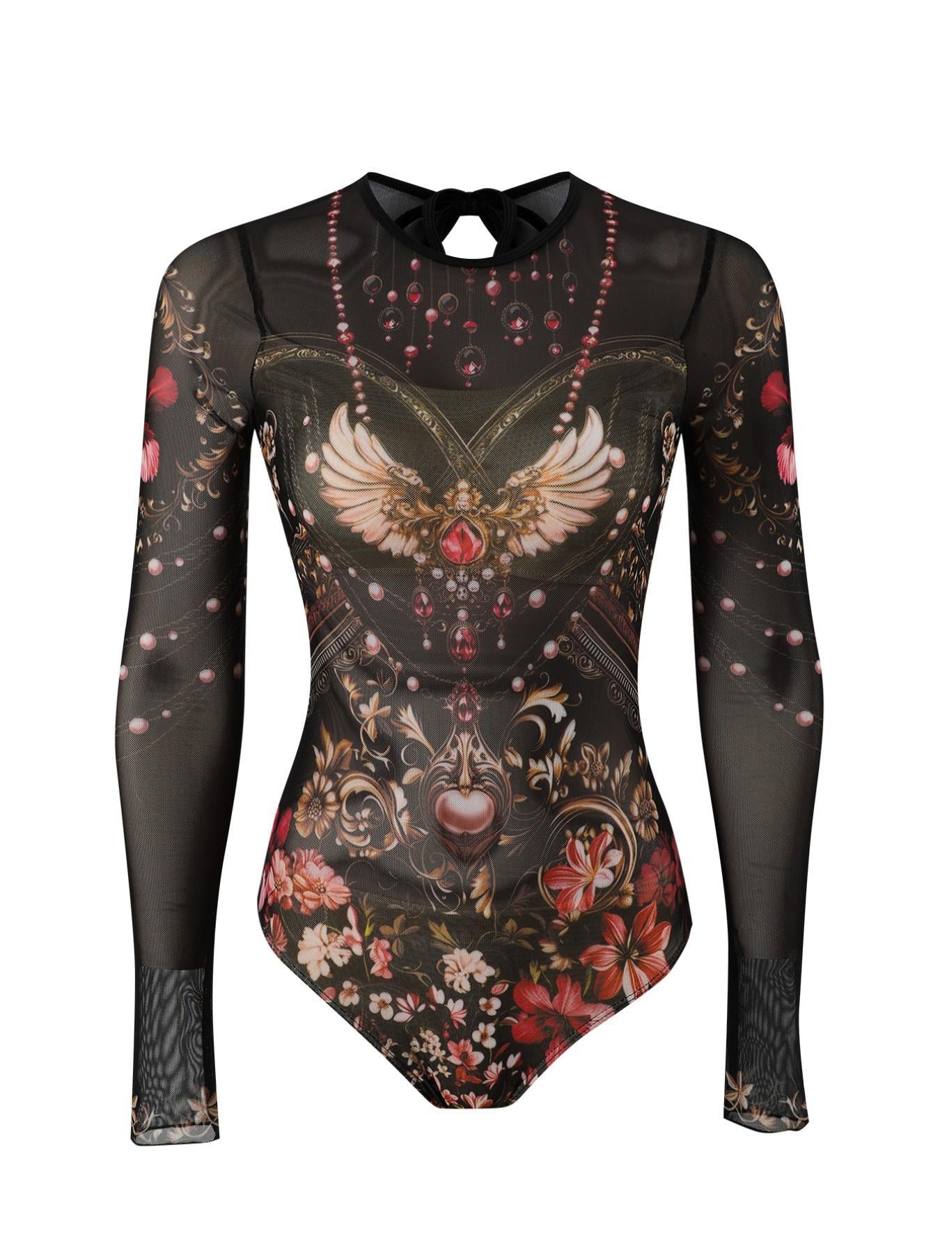 One Piece Swimsuit Women Sexy Retro Mesh Swimsuit Set Two Piece Set Long Sleeve One Piece Swimsuit Vacation Swimsuit