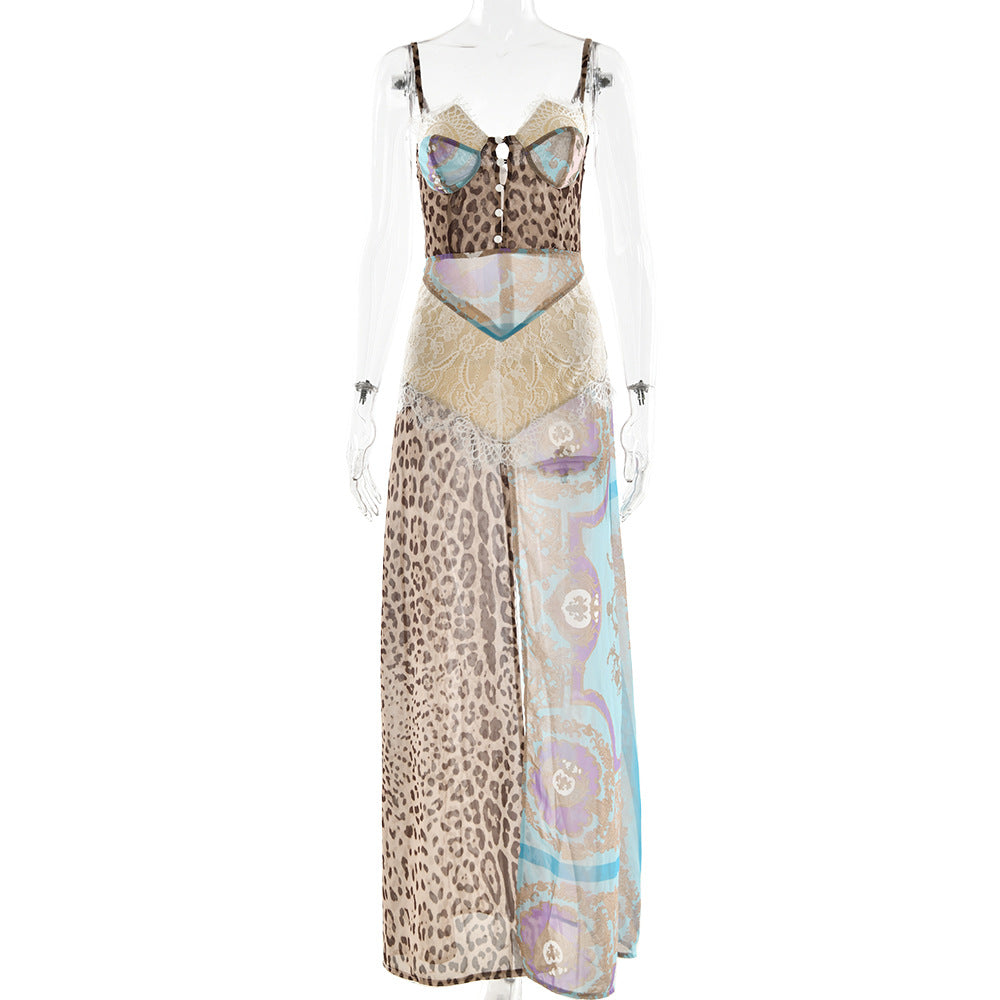 Summer Sexy Women Cami Dress Sexy Split Tube Top Chiffon Dress