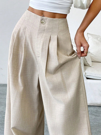 Apricot Elegant Autumn Winter Straight Drooping Women Work Pant Loose Design Slimming Light Luxury Casual Pants