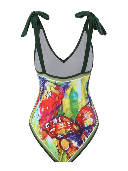 Lonkey Swimsuit Printed Two Piece Suit Conservative Cover Swimsuit Women Bikini